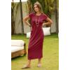 MEROKEETY Women’s 2026 Summer Short Sleeve Tshirt Dress Casual Crew Neck Beach Long Maxi Dresses(Burgundy)