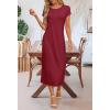 MEROKEETY Women’s 2026 Summer Short Sleeve Tshirt Dress Casual Crew Neck Beach Long Maxi Dresses(Burgundy)