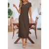 MEROKEETY Women’s 2026 Summer Short Sleeve Tshirt Dress Casual Crew Neck Beach Long Maxi Dresses(Coffee)