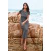 MEROKEETY Women’s 2026 Summer Short Sleeve Tshirt Dress Casual Crew Neck Beach Long Maxi Dresses(Dark Grey)