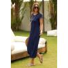 MEROKEETY Women’s 2026 Summer Short Sleeve Tshirt Dress Casual Crew Neck Beach Long Maxi Dresses(Navy)