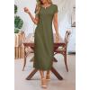 MEROKEETY Women’s 2026 Summer Short Sleeve Tshirt Dress Casual Crew Neck Beach Long Maxi Dresses(Olive)
