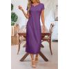MEROKEETY Women’s 2026 Summer Short Sleeve Tshirt Dress Casual Crew Neck Beach Long Maxi Dresses(Purple)