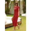 MEROKEETY Women’s 2026 Summer Short Sleeve Tshirt Dress Casual Crew Neck Beach Long Maxi Dresses(Red)