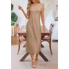 MEROKEETY Women’s 2026 Summer Short Sleeve Tshirt Dress Casual Crew Neck Beach Long Maxi Dresses(Sand)