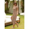 MEROKEETY Women’s 2026 Summer Short Sleeve Tshirt Dress Casual Crew Neck Beach Long Maxi Dresses(Sand)