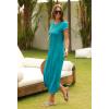 MEROKEETY Women’s 2026 Summer Short Sleeve Tshirt Dress Casual Crew Neck Beach Long Maxi Dresses(Teal)