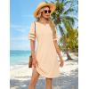MEROKEETY Women’s 2026 Summer Spring Casual T Shirt Dress Hollow Out Short Sleeve Beach Vacation Shift Swing Sundress(Apricot)