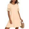 MEROKEETY Women’s 2026 Summer Spring Casual T Shirt Dress Hollow Out Short Sleeve Beach Vacation Shift Swing Sundress(Apricot)