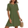 MEROKEETY Women’s 2026 Summer Spring Casual T Shirt Dress Hollow Out Short Sleeve Beach Vacation Shift Swing Sundress(Army)