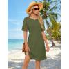 MEROKEETY Women’s 2026 Summer Spring Casual T Shirt Dress Hollow Out Short Sleeve Beach Vacation Shift Swing Sundress(Army)