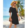 MEROKEETY Women’s 2026 Summer Spring Casual T Shirt Dress Hollow Out Short Sleeve Beach Vacation Shift Swing Sundress(Black)