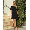 MEROKEETY Women’s 2026 Summer Spring Casual T Shirt Dress Hollow Out Short Sleeve Beach Vacation Shift Swing Sundress(Black)