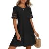 MEROKEETY Women’s 2026 Summer Spring Casual T Shirt Dress Hollow Out Short Sleeve Beach Vacation Shift Swing Sundress(Black)