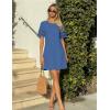 MEROKEETY Women’s 2026 Summer Spring Casual T Shirt Dress Hollow Out Short Sleeve Beach Vacation Shift Swing Sundress(Blue)