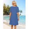MEROKEETY Women’s 2026 Summer Spring Casual T Shirt Dress Hollow Out Short Sleeve Beach Vacation Shift Swing Sundress(Blue)