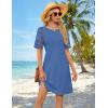 MEROKEETY Women’s 2026 Summer Spring Casual T Shirt Dress Hollow Out Short Sleeve Beach Vacation Shift Swing Sundress(Blue)
