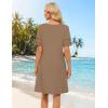 MEROKEETY Women’s 2026 Summer Spring Casual T Shirt Dress Hollow Out Short Sleeve Beach Vacation Shift Swing Sundress(Mocha)