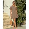 MEROKEETY Women’s 2026 Summer Spring Casual T Shirt Dress Hollow Out Short Sleeve Beach Vacation Shift Swing Sundress(Mocha)