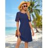 MEROKEETY Women’s 2026 Summer Spring Casual T Shirt Dress Hollow Out Short Sleeve Beach Vacation Shift Swing Sundress(Navy)