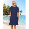 MEROKEETY Women’s 2026 Summer Spring Casual T Shirt Dress Hollow Out Short Sleeve Beach Vacation Shift Swing Sundress(Navy)