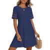 MEROKEETY Women’s 2026 Summer Spring Casual T Shirt Dress Hollow Out Short Sleeve Beach Vacation Shift Swing Sundress(Navy)