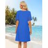 MEROKEETY Women’s 2026 Summer Spring Casual T Shirt Dress Hollow Out Short Sleeve Beach Vacation Shift Swing Sundress(Royal)
