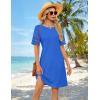 MEROKEETY Women’s 2026 Summer Spring Casual T Shirt Dress Hollow Out Short Sleeve Beach Vacation Shift Swing Sundress(Royal)