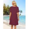 MEROKEETY Women’s 2026 Summer Spring Casual T Shirt Dress Hollow Out Short Sleeve Beach Vacation Shift Swing Sundress(Wine)