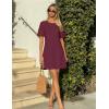 MEROKEETY Women’s 2026 Summer Spring Casual T Shirt Dress Hollow Out Short Sleeve Beach Vacation Shift Swing Sundress(Wine)