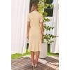 MEROKEETY Women’s 2026 Summer V Neck Ribbed Midi Dress Short Sleeve Button Elegant Bodycon Knit Sweater Dresses(Apricot)