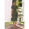 MEROKEETY Women’s 2026 Summer V Neck Ribbed Midi Dress Short Sleeve Button Elegant Bodycon Knit Sweater Dresses(Armygreen)