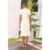 MEROKEETY Women’s 2026 Summer V Neck Ribbed Midi Dress Short Sleeve Button Elegant Bodycon Knit Sweater Dresses(Beige)