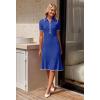 MEROKEETY Women’s 2026 Summer V Neck Ribbed Midi Dress Short Sleeve Button Elegant Bodycon Knit Sweater Dresses(Kleinblue)