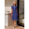 MEROKEETY Women’s 2026 Summer V Neck Ribbed Midi Dress Short Sleeve Button Elegant Bodycon Knit Sweater Dresses(Navy)