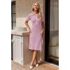 MEROKEETY Women’s 2026 Summer V Neck Ribbed Midi Dress Short Sleeve Button Elegant Bodycon Knit Sweater Dresses(Taro)