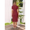 MEROKEETY Women’s 2026 Summer V Neck Ribbed Midi Dress Short Sleeve Button Elegant Bodycon Knit Sweater Dresses(Winered)