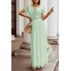 MEROKEETY Women’s 2026 V Neck Short Sleeve Floral Lace Wedding Dress A Line Boho Bridesmaid Cocktail Party Maxi Dress(Mint)