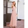 MEROKEETY Women’s 2026 V Neck Short Sleeve Floral Lace Wedding Dress A Line Boho Bridesmaid Cocktail Party Maxi Dress(Pink)