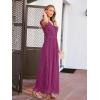 MEROKEETY Women’s 2026 V Neck Short Sleeve Floral Lace Wedding Dress A Line Boho Bridesmaid Cocktail Party Maxi Dress(Plum)