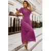 MEROKEETY Women’s 2026 V Neck Short Sleeve Floral Lace Wedding Dress A Line Boho Bridesmaid Cocktail Party Maxi Dress(Plum)
