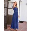 MEROKEETY Women’s 2026 V Neck Short Sleeve Floral Lace Wedding Dress A Line Boho Bridesmaid Cocktail Party Maxi Dress(Royal)