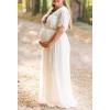 MEROKEETY Women’s 2026 V Neck Short Sleeve Floral Lace Wedding Dress A Line Boho Bridesmaid Cocktail Party Maxi Dress(White)