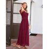 MEROKEETY Women’s 2026 V Neck Short Sleeve Floral Lace Wedding Dress A Line Boho Bridesmaid Cocktail Party Maxi Dress(Wine)