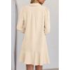 MEROKEETY Women’s Casual Shirt Dress Long Sleeve Button Down Ruffle Flowy Tunic Shift Mini Dresses(Beige)