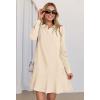 MEROKEETY Women’s Casual Shirt Dress Long Sleeve Button Down Ruffle Flowy Tunic Shift Mini Dresses(Beige)