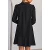 MEROKEETY Women’s Casual Shirt Dress Long Sleeve Button Down Ruffle Flowy Tunic Shift Mini Dresses(Black)