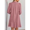 MEROKEETY Women’s Casual Shirt Dress Long Sleeve Button Down Ruffle Flowy Tunic Shift Mini Dresses(Dusty Pink)