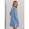 MEROKEETY Women’s Casual Shirt Dress Long Sleeve Button Down Ruffle Flowy Tunic Shift Mini Dresses(Gray Blue)