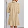MEROKEETY Women’s Casual Shirt Dress Long Sleeve Button Down Ruffle Flowy Tunic Shift Mini Dresses(Khaki)